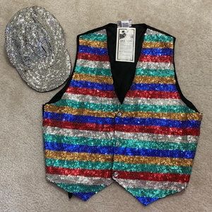 Vintage Ana Mori Sequin Vest & Hat
